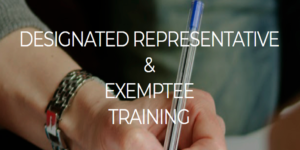 FL CDR | Designated Representative and Exemptee - Online Training Courses & Programs. Image of a hand writing with a pen.